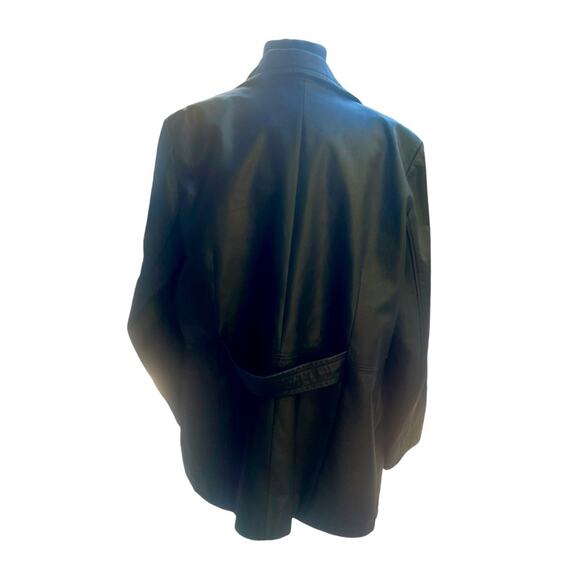 Vtg Double Breasted Classic Minimalist Capsule Soft Leather Coat Womens Size L - Picture 5 of 8